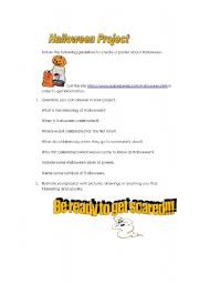 English worksheet: Halloween project