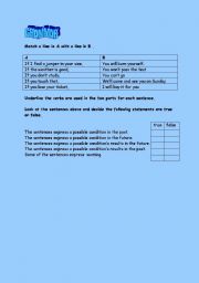 English worksheet: f clause type 1
