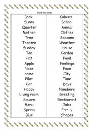 English worksheet: word match