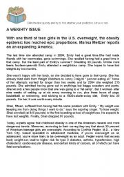 English Worksheet: A Weighty Issue