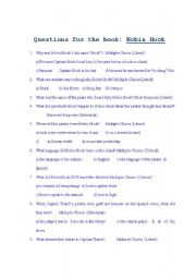 English worksheet: Teacher: Questions for the book Robin Hook