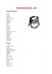 English worksheet: Christmas words