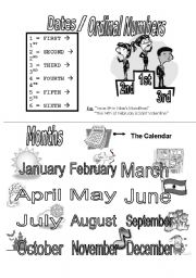 English Worksheet: ordinal numbers/months