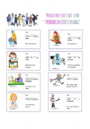 English Worksheet: Jobs and Places Cards set 1