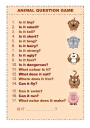 ANIMAL QUESTION GAME