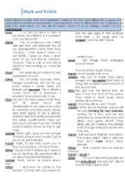 English Worksheet: Black and British (Working on text)