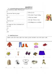 English Worksheet: shopping part 1