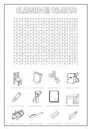 English Worksheet: classroom objects