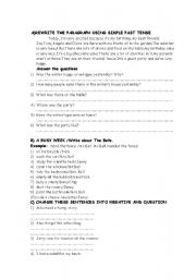 English Worksheet: simple past tense worksheet
