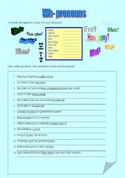 English Worksheet: Question words