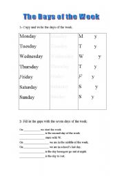 English Worksheet: The days of the week