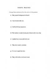 English Worksheet: Active to Passive exercise
