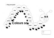 English Worksheet: colours song