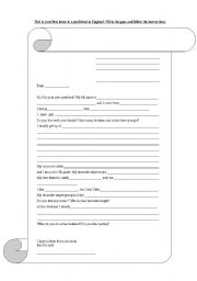 English Worksheet: letter to a penfriend