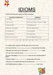 English Worksheet: idoms