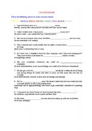 English Worksheet: COLOURS IDIOMS