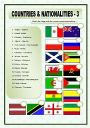 English Worksheet: COUNTRIES & NATIONALITIES 3 - MATCHING