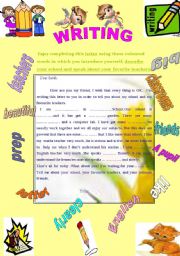 English Worksheet: Writing about school and teachers 