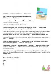 English worksheet: At the Beach