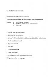 English Worksheet: Flind Someone in your class!