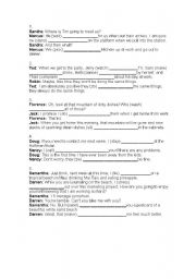 English Worksheet: Dialogues with future tenses