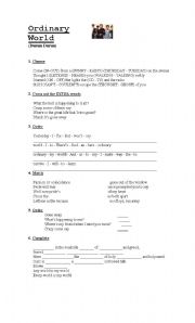 English worksheet: ordinary world (duran duran)