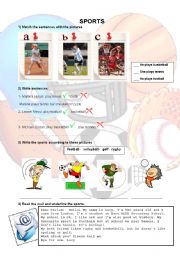 English worksheet: SPORTS AND PRESENT SIMPLE- Including a READING COMPREHENSION