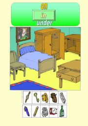 English Worksheet: In on under game/poster