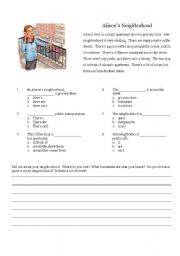 English Worksheet: Alisons Neighborhood from 