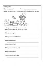 English worksheet: can you see