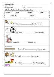 English Worksheet: comparatives