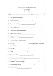 English worksheet: Question Tags