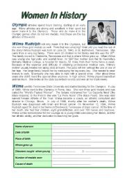 English Worksheet: Women In History Reading Comprehension