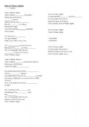 English worksheet: THE EAGLES SONGS (part 1)