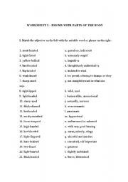 English worksheet: worksheet: idioms parts of the body