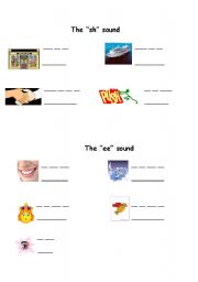 English worksheet: ch and ee sound-part 1