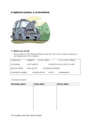 English worksheet: A car breakdown