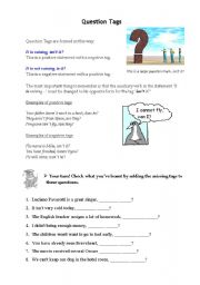 English Worksheet: Question formation, question tags