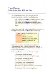 English worksheet: time clauses