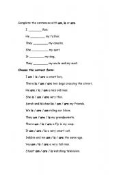 English Worksheet: verb to be