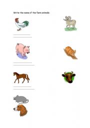 English worksheet: Farm animals