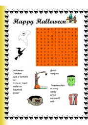 English Worksheet: Happy Halloween) Booooooo