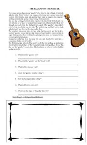 English Worksheet: The Legend of the Guitar