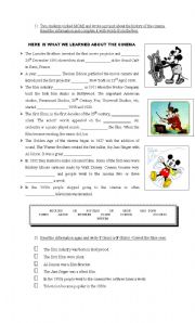 English Worksheet: The history of the cinema