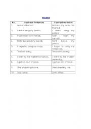 English Worksheet: Common Grammatical Errors