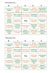 Bingo Simple Past - Find someone who