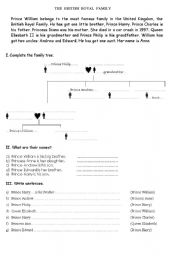 English worksheet: british royal family - family tree