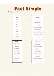 English worksheet: FIND YOUR SENTENCE 2