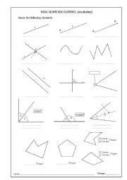 English worksheet: Vocabulary basic elements of geometry