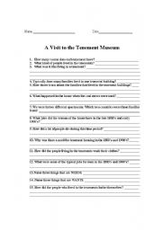 English Worksheet: Tenement Museum